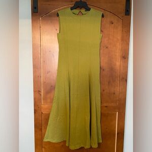 ASOS‎ DESIGN Olive Green Chartreuse Sleeveless Midi Dress Cotton US 10